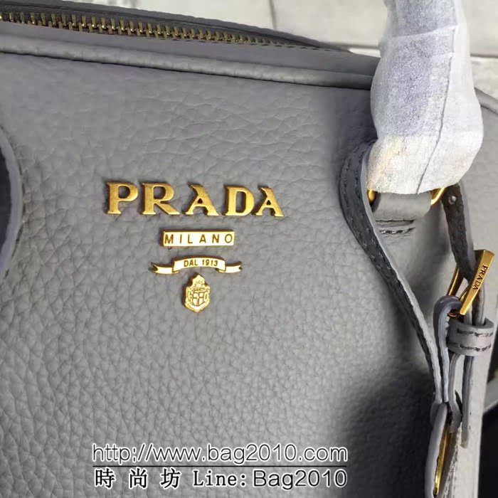 普拉達PRADA原單 最新款1BD0038香港專櫃 荔枝紋牛皮手提肩背包 PHY1257